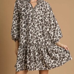 Leopard Print Tiered Mini Dress