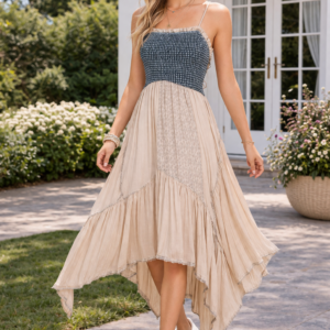 Handkerchief Hem Midi Dress